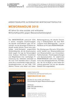 MEMORANDUM 2015 - Arbeitsgruppe Alternative Wirtschaftspolitik