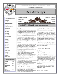 Der Anzeiger - German American Social Club of Cape Coral, Florida