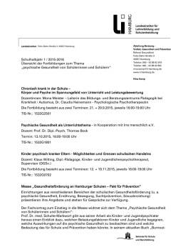 Übersicht Fortbildungen Schulhalbjahr 1 / 2015
