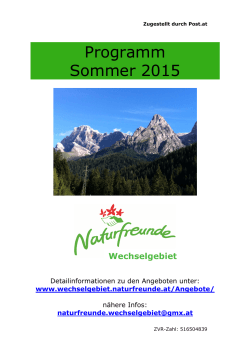 Sommerprogramm 2015 - Naturfreunde Wechselgebiet