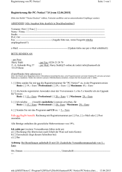 Registrierung für PC-Notizz! 7.0 [vom 12.04.2015]