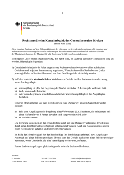 Rechtsanw&auml;lte im Konsularbezirk des Generalkonsulats Krakau