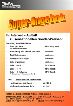 Ihr Internet &ndash; Auftritt zu sensationellen Sonder-Preisen: