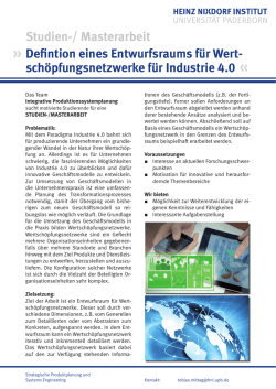 Studien-/ Masterarbeit Defintion eines Entwurfsraums für Wert