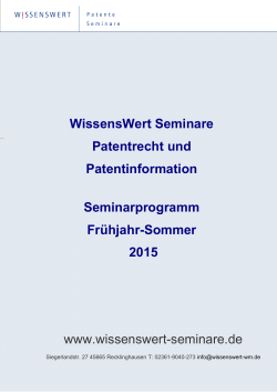 WissensWert Seminarbroschüre Patente Frühjahr