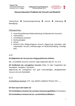 Klausurrelevanten Probleme bei Versuch und Rücktritt