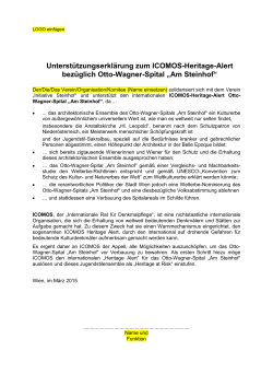 Unterstützungserklärung zum ICOMOS-Heritage