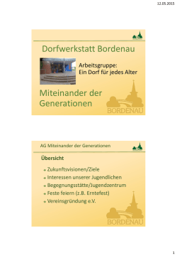 Dorfwerkstatt Bordenau Miteinander der Generationen