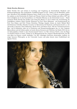 Heidy Huwiler, Klarinette Heidy Huwiler lebt und