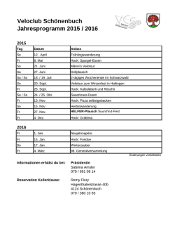 Veloclub Schönenbuch Jahresprogramm 2015 / 2016