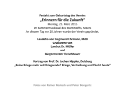 Festakt zum Geburtstag des Vereins &bdquo;Erinnern f&uuml;r die Zukunft