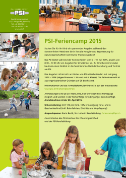 PSI-Feriencamp 2015 - Paul Scherrer Institut