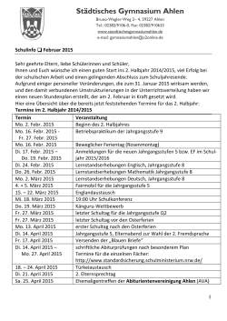 Schulinfo vom 02.02.2015 - Städtisches Gymnasium Ahlen