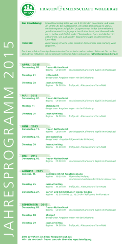 Jahresprogramm Frauengemeinschaft Wollerau 2015