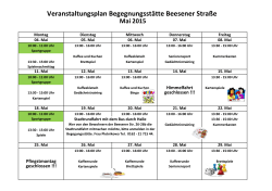 Veranstaltungsplan Begegnungsstätte Beesener Straße Mai 2015