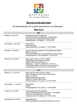 Seniorenkalender Mai/Juni 2015