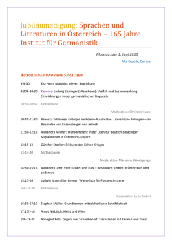 Jubil&auml; umst&auml;gung: Spr&auml;chen und Liter&auml;turen in &Ouml; sterreich &ndash; 165