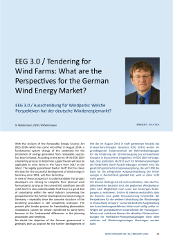 EEG 3.0 / Tendering for Wind Farms: What are the
