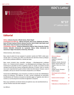 ISDC`s Letter N&deg;37 - 1 &egrave;re &eacute;dition 2015