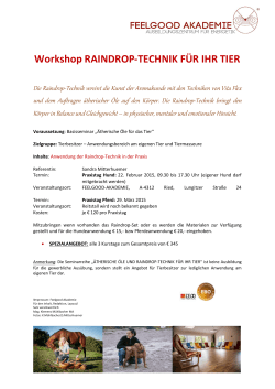 Workshop RAINDROP-TECHNIK FÜR IHR TIER