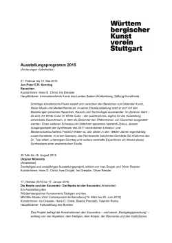 Ausstellungsprogramm 2015 - Württembergischer Kunstverein