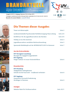 Die Themen dieser Ausgabe: - Landesfeuerwehrverband Schleswig
