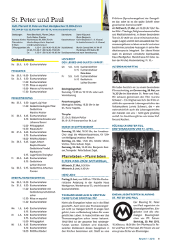 Gottesdienste, Veranstaltungen und Informationen f&uuml;r die Zeit vom