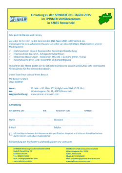 Einladung zu den SPINNER CNC-TAGEN 2015