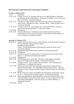 Vorläufiges Programm  - Internationale Hermann Hesse