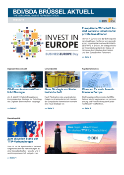 Europa/Internationales BDI/BDA Brüssel Aktuell 05|2015 Thema u.a.