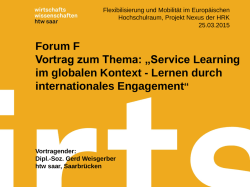 Impuls: Gerd Weisgerber, Hochschule für Technik und