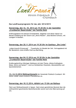 Jahresprogramm 2014/2015 - Fr&auml;nkisch
