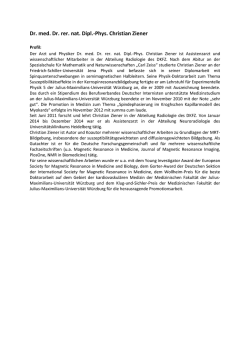 Dr. med. Dr. rer. nat. Dipl.-Phys. Christian Ziener Biographie