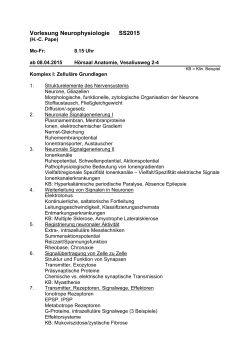 Vorlesungsplan der Physiologie im SS 2015