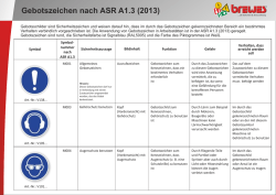 &Uuml;bersicht Gebotszeichen, Gebotsschilder nach ASR A1.3