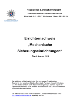 Errichternachweis „Mechanische