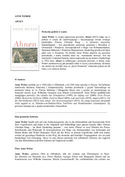 ANNE WEBER AHNEN Poetycka podróż w czasie Anne Weber w