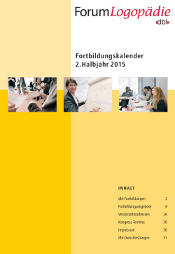 Fortbildungskalender 2. Halbjahr 2015 - Schulz