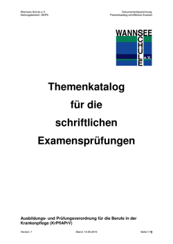 Themenkatalog schriftliches Examen WS 2015 - Wannsee