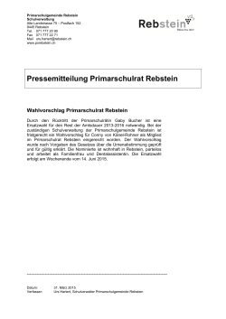 Pressemitteilung Primarschulrat Rebstein