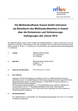Emissionsbericht 2014 - Müllheizkraftwerk Kassel GmbH