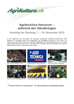 Agritechnica Hannover – während den Händlertagen