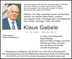 Klaus Gabele - Traueranzeigen