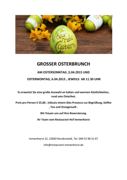 GROSSER OSTERBRUNCH - Restaurant Hof Immenhorst