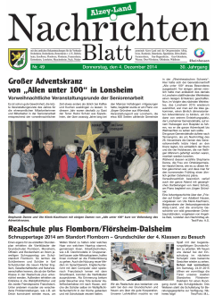 Großer Adventskranz von „Allen unter 100“ in Lonsheim Realschule