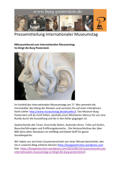 Pressemitteilung Internationaler Museumstag 2015