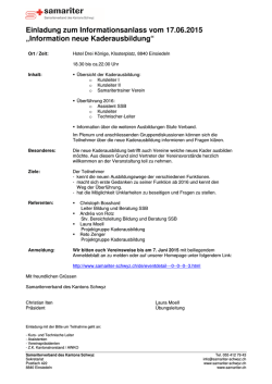 Einladung zum Informationsanlass vom 17.06.2015 „Information