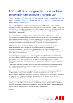ABB stellt Spannungsregler zur einfacheren Integration