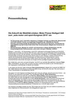 Die Zukunft der Mobilit&auml;t erleben: Motor Presse Stuttgart l&auml;dt zum