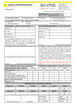 Antrag zur Inbetriebsetzung (Gas)